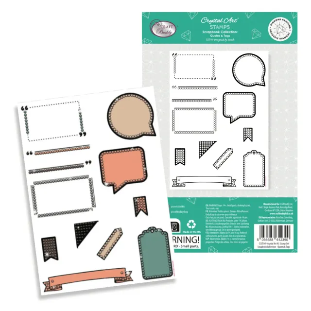 Craft Buddy Crystal Art Quotes & Tags stempelset A5 scrapbook