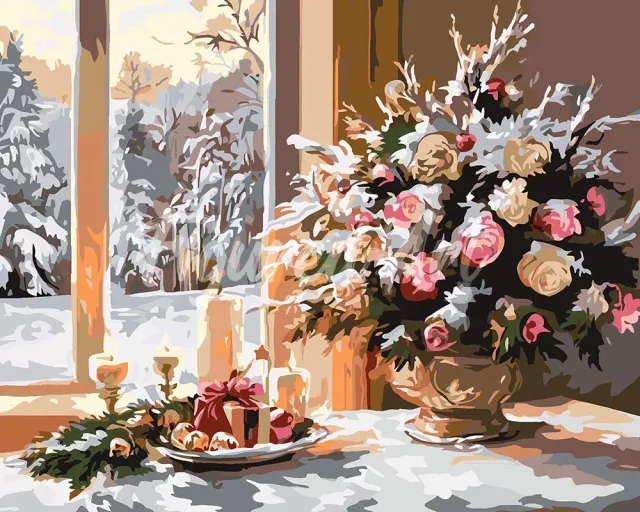 Figured'Art Romantische Kerstavond schilderen op nummer 40x50cm