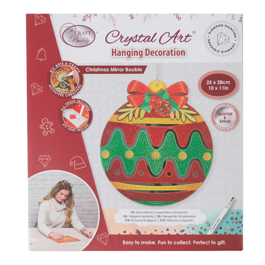 Craft Buddy Crystal Art Christmas Mirror Bauble hanger 25x28cm