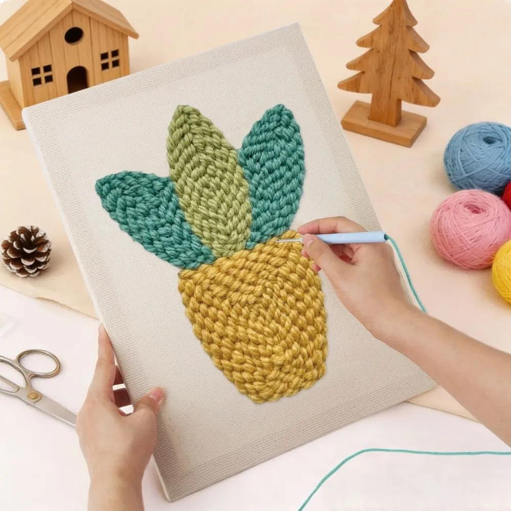 Figured'Art Mini Groen Punch Needle Pakket 20x30 cm met frame