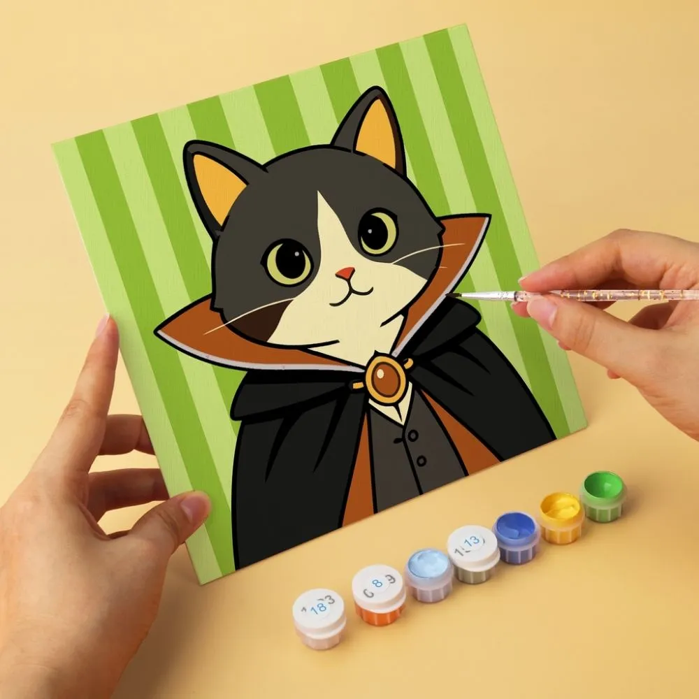 Figured'Art Fantastische Kattenwereld mini schilderen op nummer 20x20cm 6 stuks