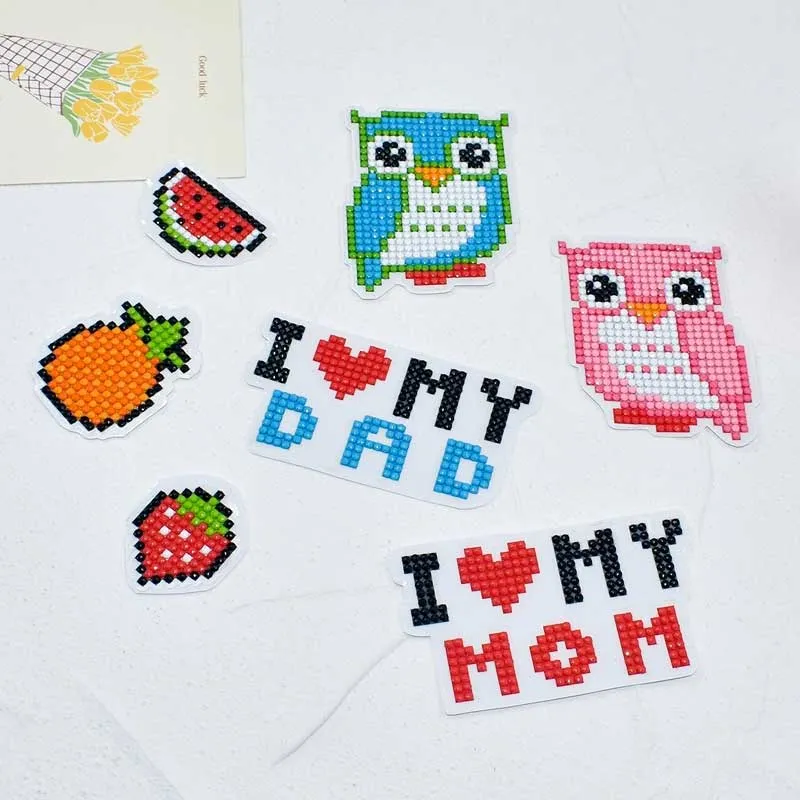 Figured'Art Ik Hou van Mama en Papa diamond painting stickers 7 stuks