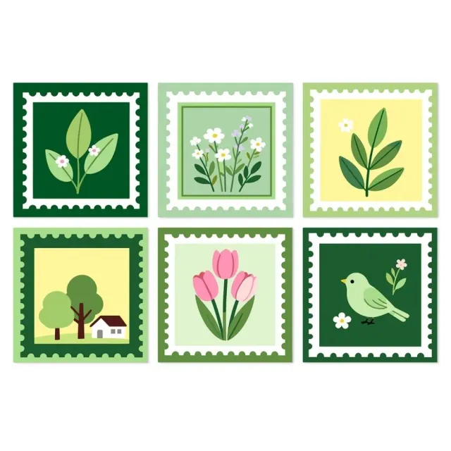 Figured'Art Collectie natuurpostzegels mini schilderen op nummer 6 stuks