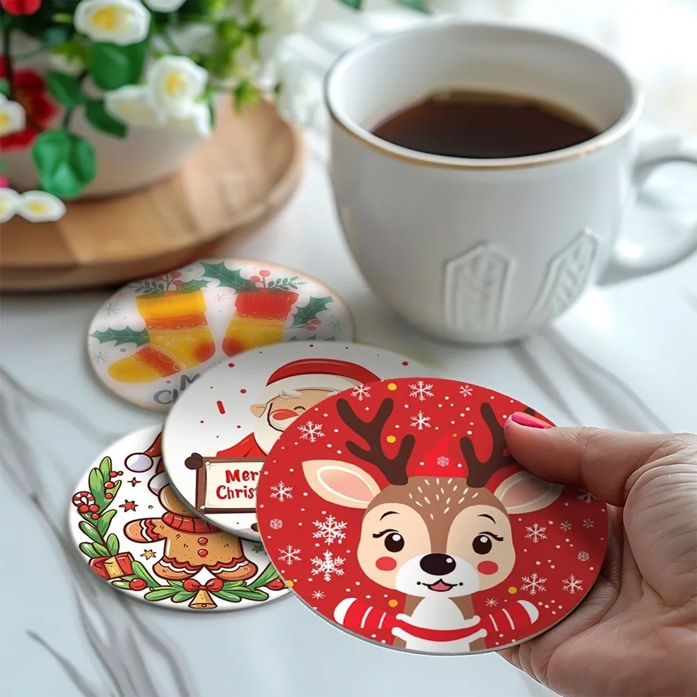 Figured'Art Kerst onderzetters schilderen op nummer 10cm 6st