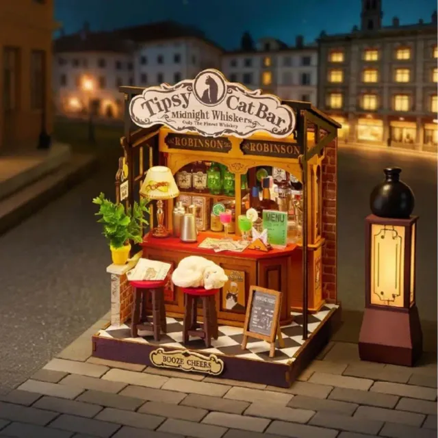 Figured'Art Tipsy Kattenbar 3D Puzzel Miniatuurhuisje 136 Stukjes