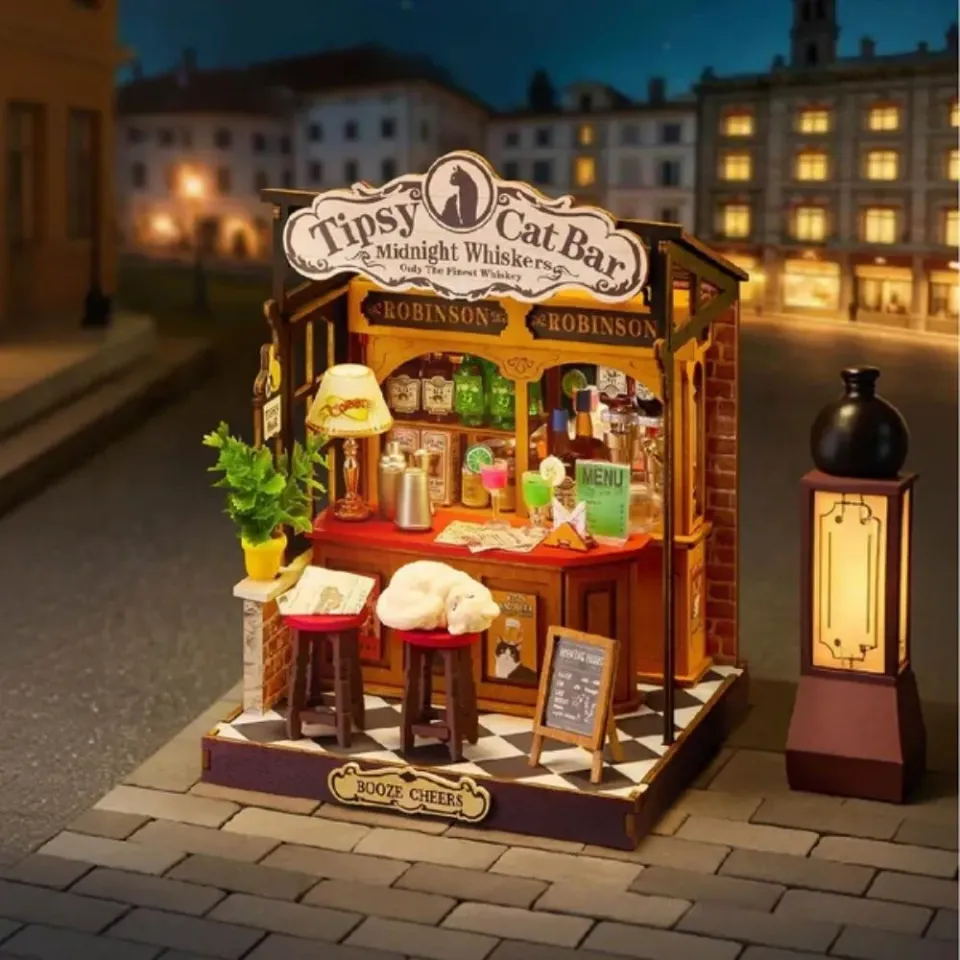 Figured'Art Tipsy Kattenbar 3D Puzzel Miniatuurhuisje 136 Stukjes