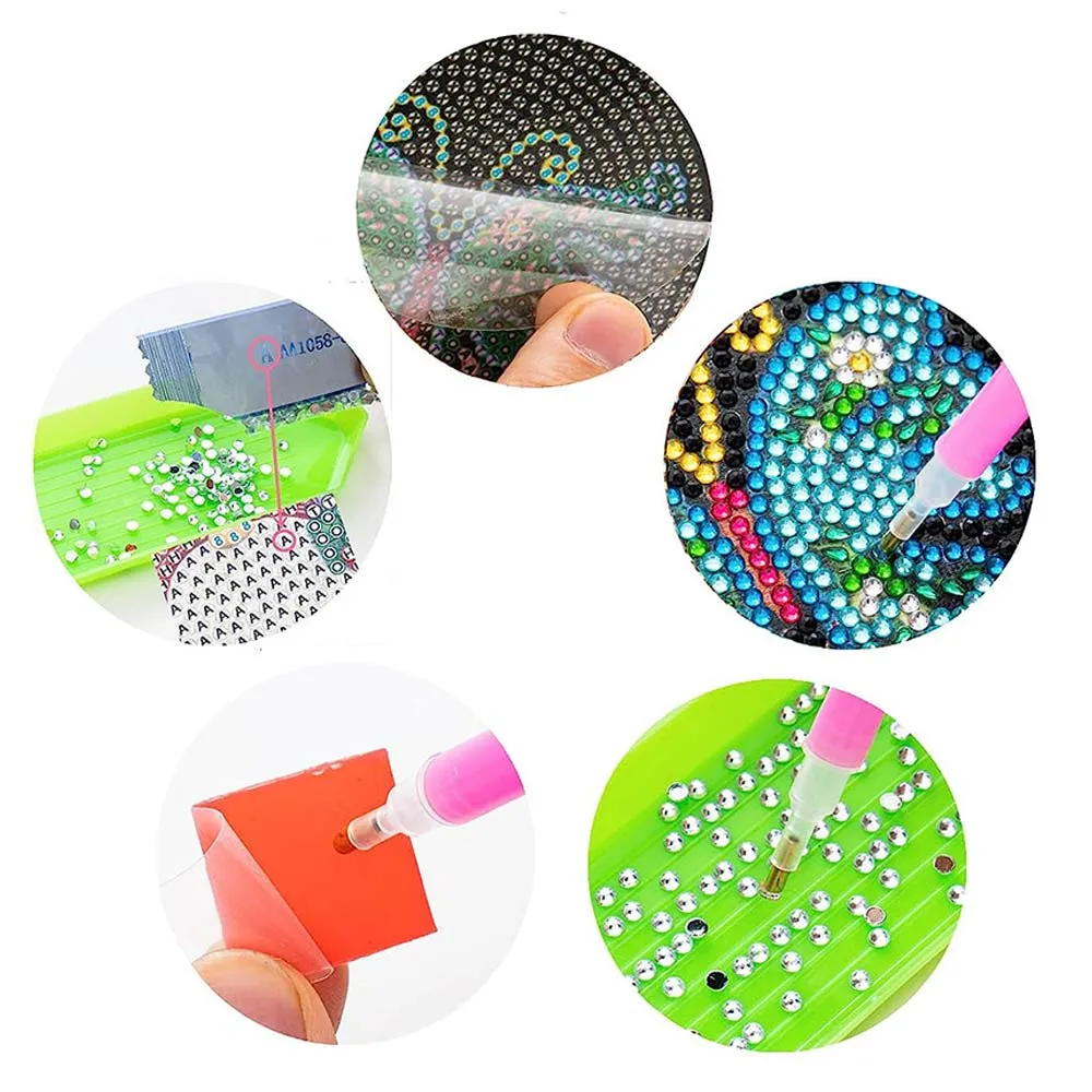 Figured'Art Zwarte Vlinders diamond painting onderzetters 10cm 6 stuks
