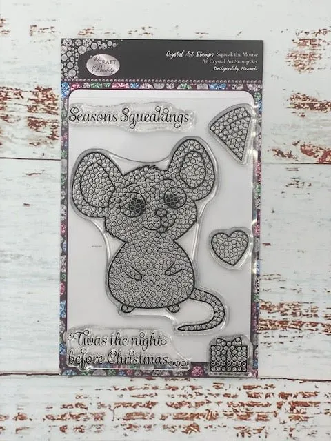 Craft Buddy Crystal Art Squeak the Mouse stempels A6 6 stuks