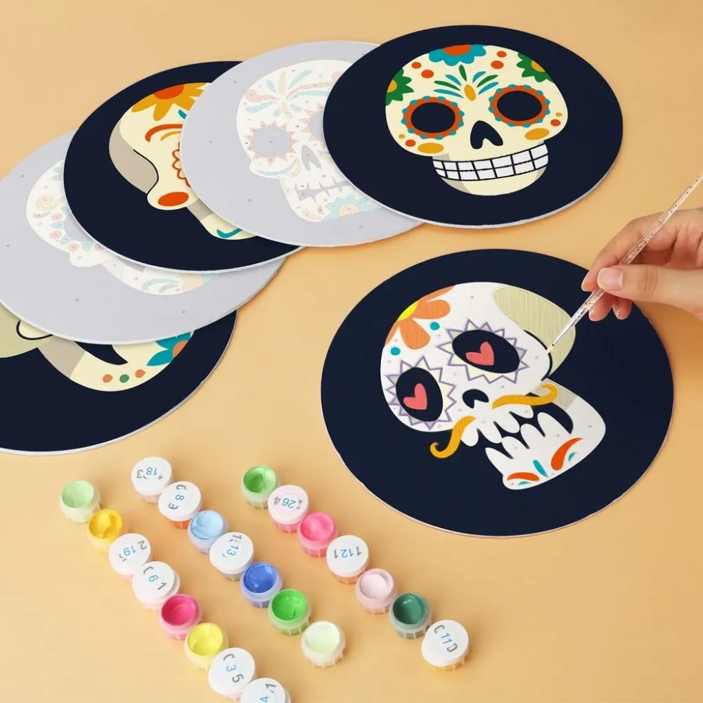 Figured'Art Día de los Muertos schilderen op nummer Ø20 cm set van 6 rond