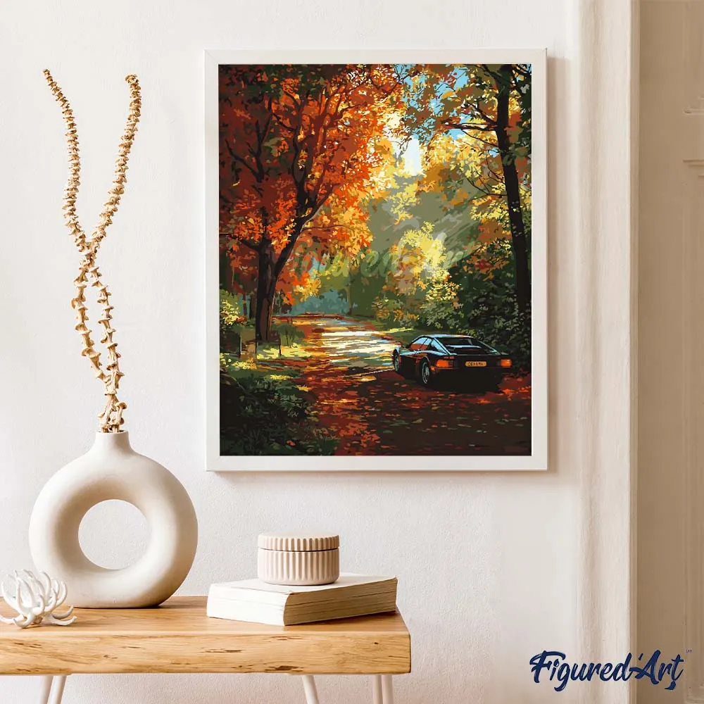 Figured'Art Gouden reis over de weg schilderen op nummer 40x50cm herfst