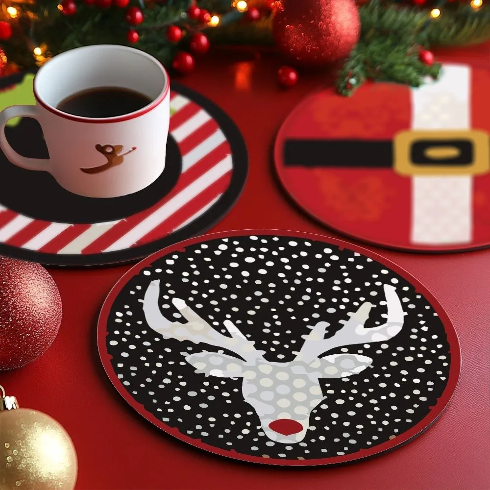 Figured'Art Kerst onderzetters schilderen op nummer 10cm 4 stuks
