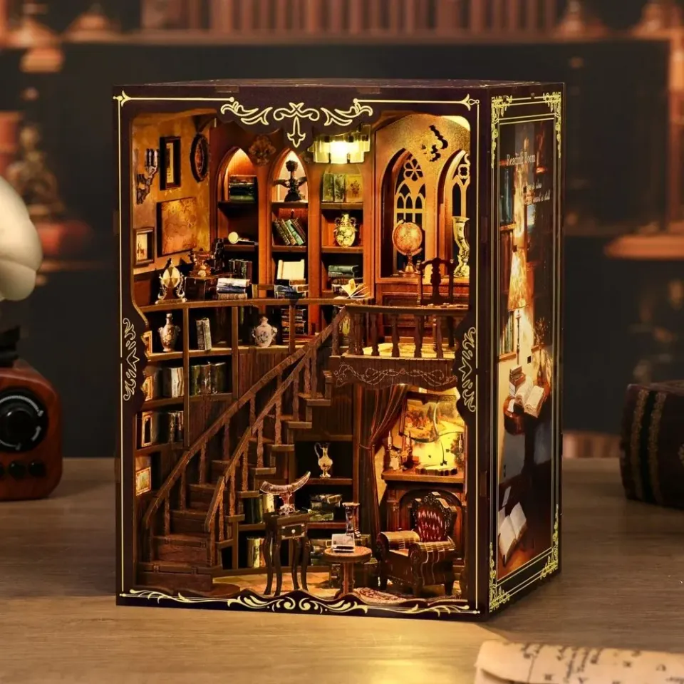 Figured'Art Oude Rijm Bibliotheek book nook 333 stuks met led
