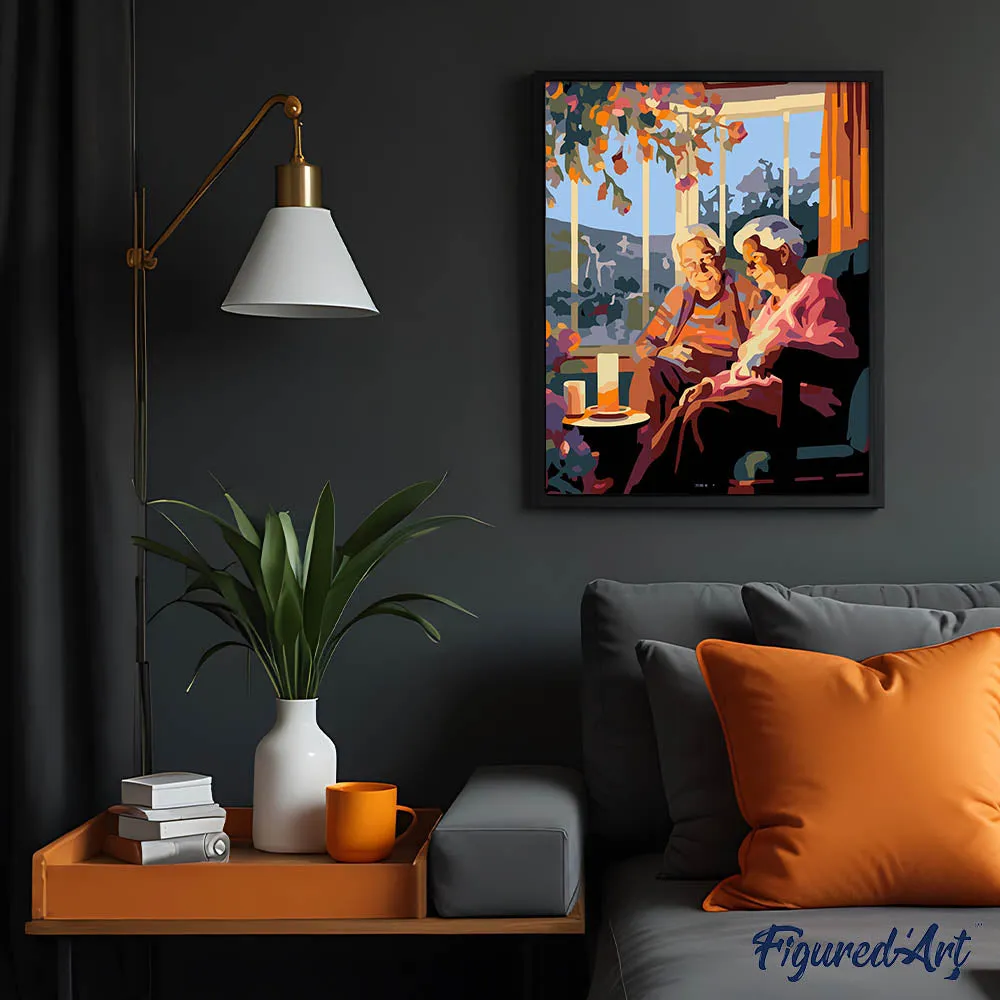 Figured'Art Avond op de veranda schilderen op nummer 40x50 cm romantisch