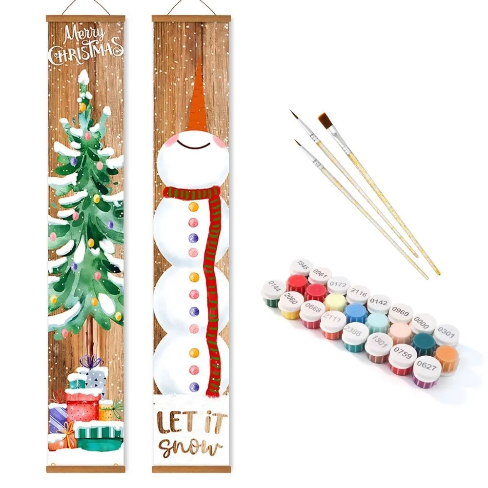 Figured'Art Vintage Kerst deur banner schilderen op nummer 20x120cm 2 stuks
