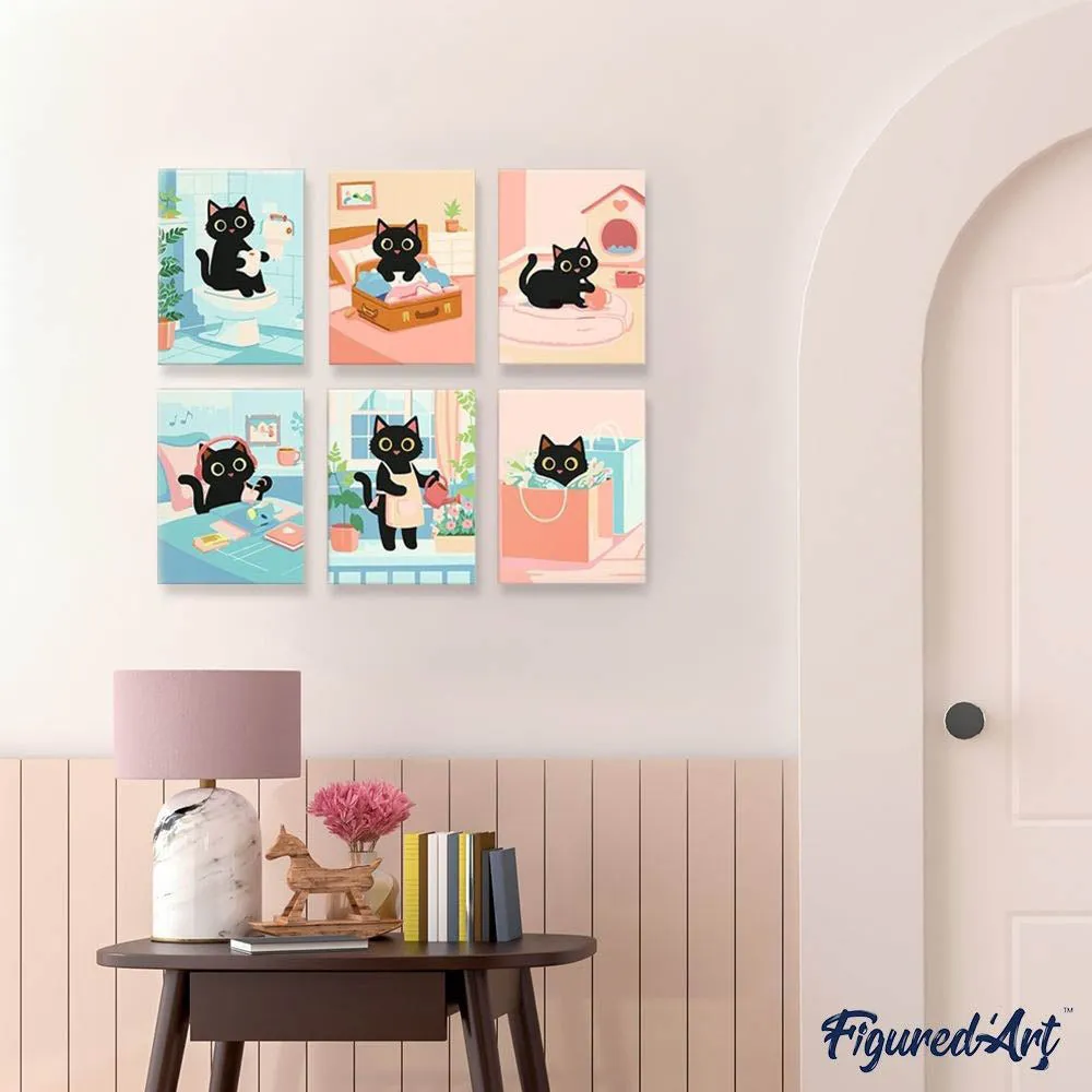 Figured'Art Mini Serie Speelse Kat schilderen op nummer 6x15x20cm