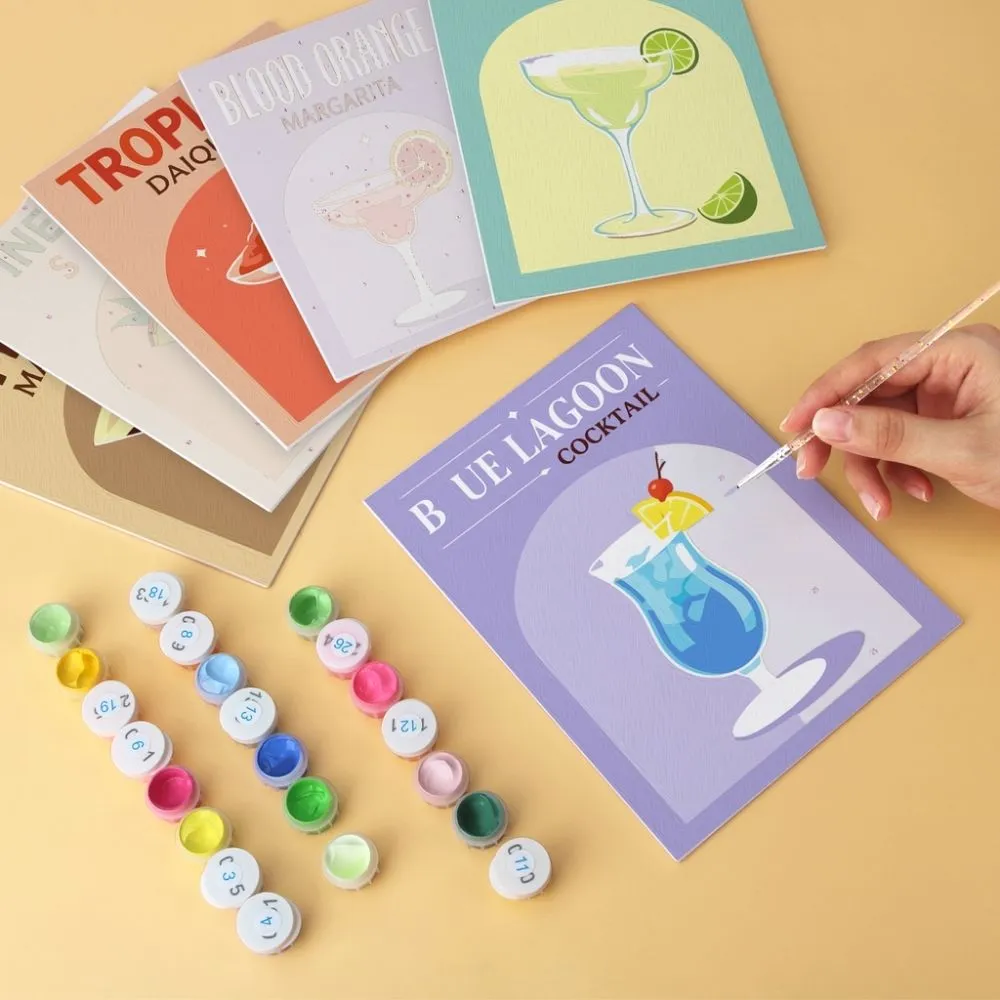 Figured'Art Mini Serie Cocktailuurtje schilderen op nummer 15x20cm 6 stuks