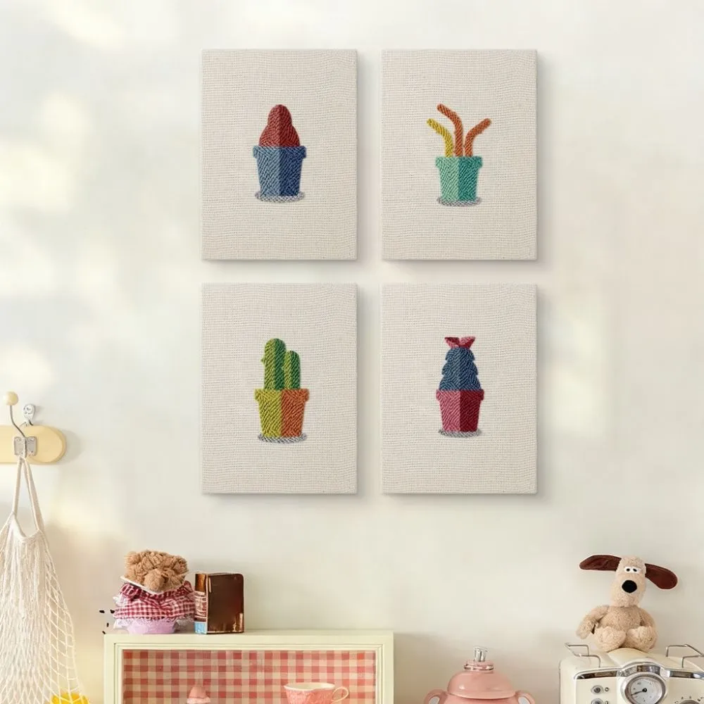 Figured'Art Blije Planten 1 punch needle set 4 stuks met frames