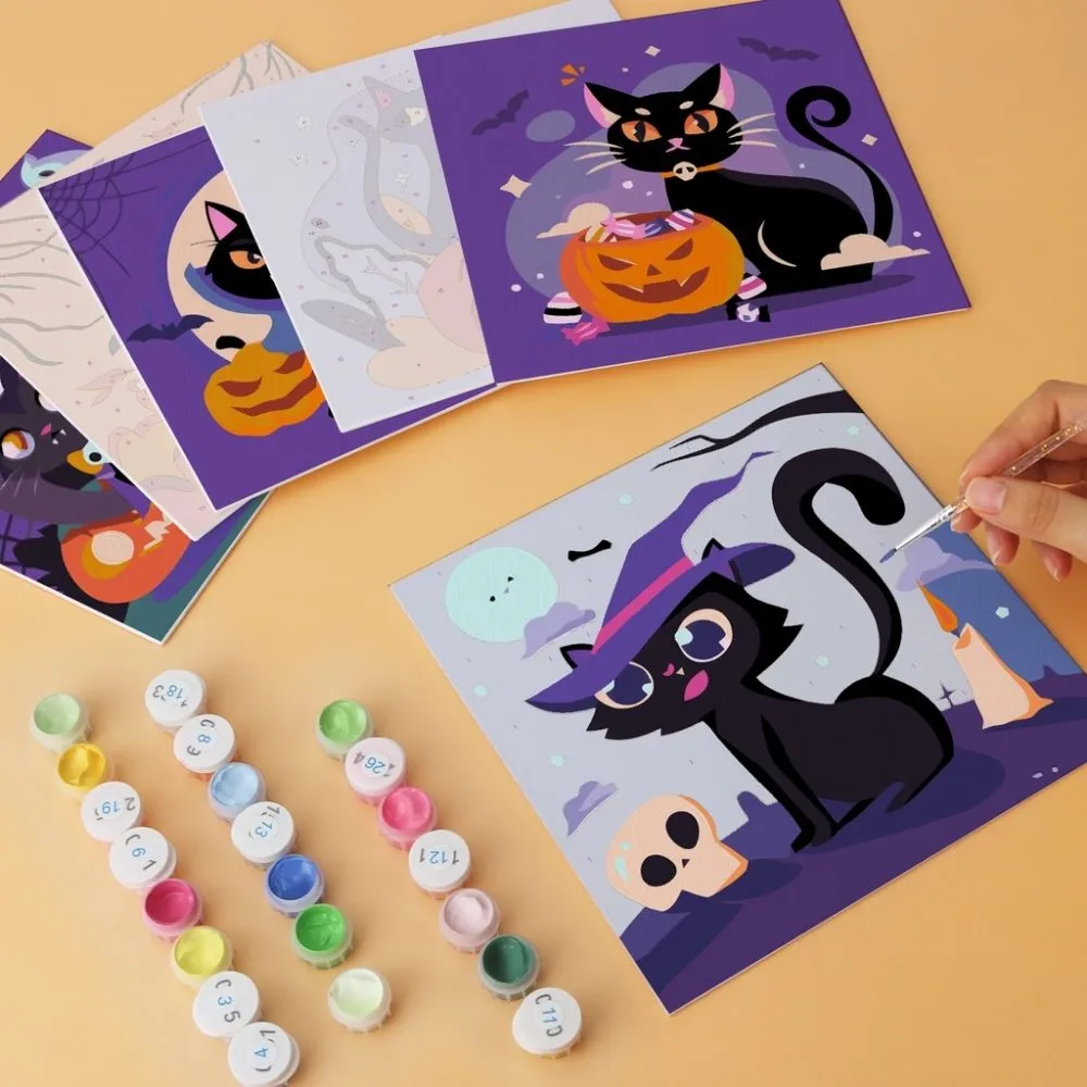 Figured'Art Mini Serie Speelse Halloweenkatten schilderen op nummer 6x20x20cm