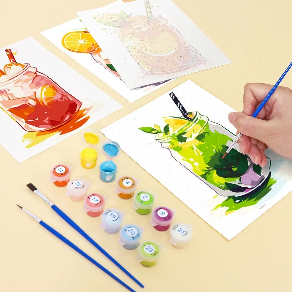 Figured'Art Fruitige Mason Jar Dranken mini schilderen op nummer 6st