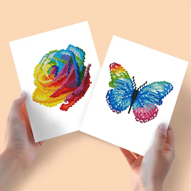 Figured'Art Kerstcadeaus mini diamond painting 15x20cm 2 stuks