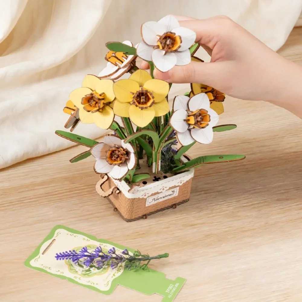 Figured'Art Narcissen 3D puzzel hout 280 stukjes bloemen