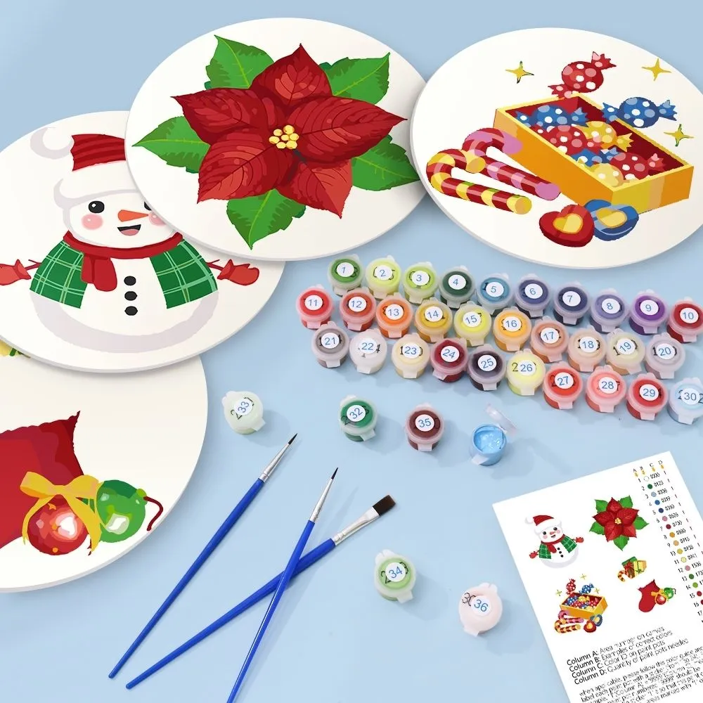 Figured'Art Sneeuwpop Kerstster schilderen op nummer 20 cm 4 stuks