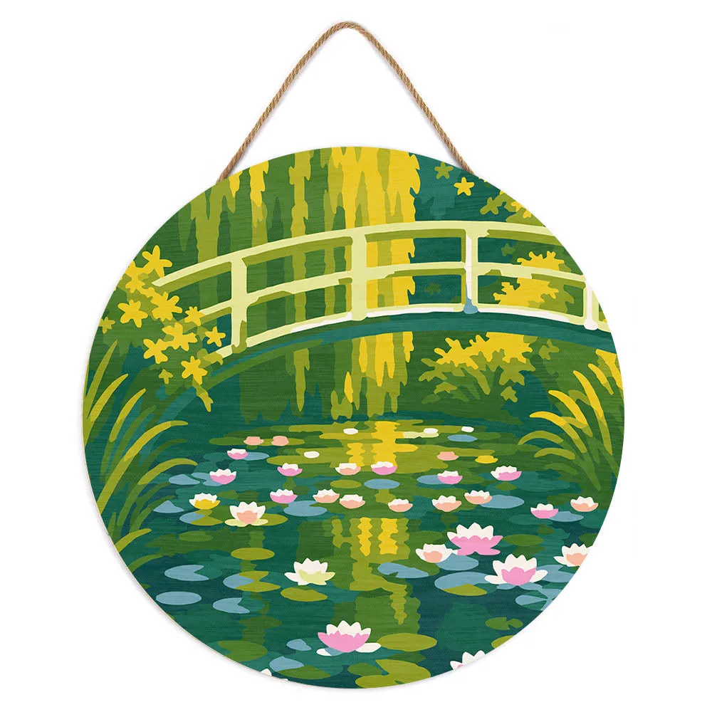 Figured'Art Waterlelies Monet schilderen op nummer houten schijf 30cm