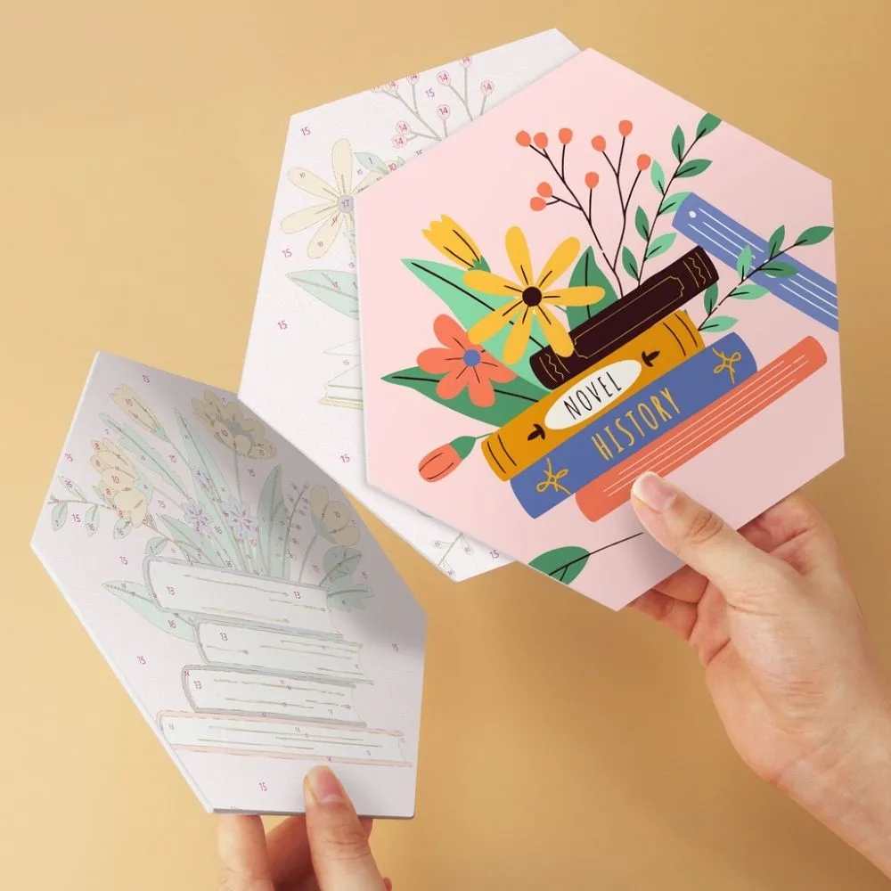 Figured'Art Boeken in bloei mini schilderen op nummer zeshoek 6st