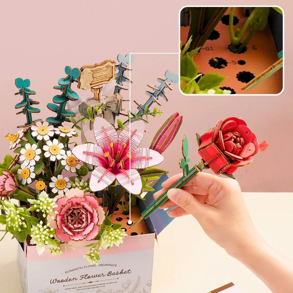 Figured'Art Houten Bloemenmand 3D puzzel 428 stukjes