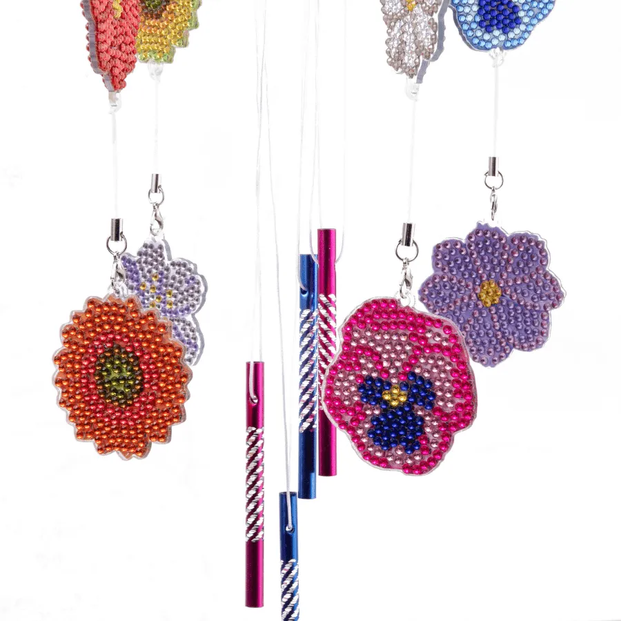 Craft Buddy Crystal Art Flower Wind Chime hanger 73cm bloemen