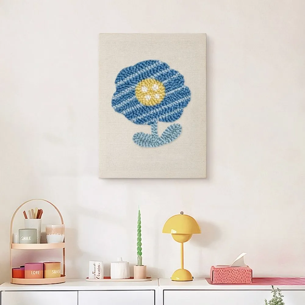 Figured'Art Punch Needle Blauwe Bloem pakket 20x30cm katoen