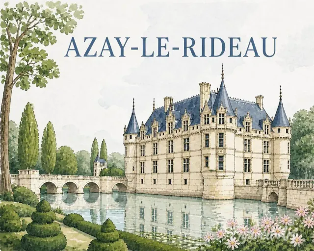 Figured'Art Kasteel van Azay-le-Rideau schilderen op nummer 40x50