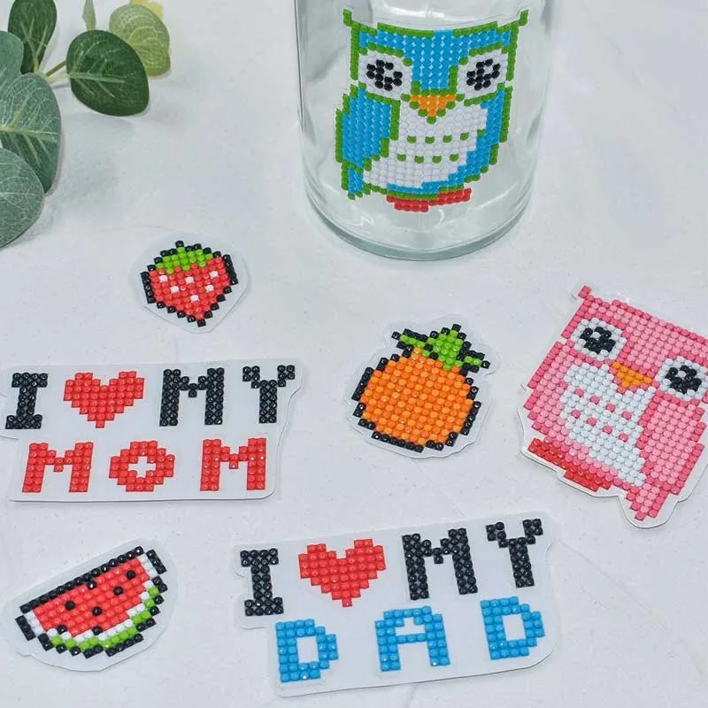 Figured'Art Ik Hou van Mama en Papa diamond painting stickers 7 stuks
