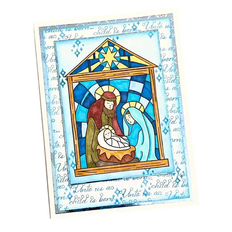 Craft Buddy Holy Family Stained Glass stempel A6 kerst