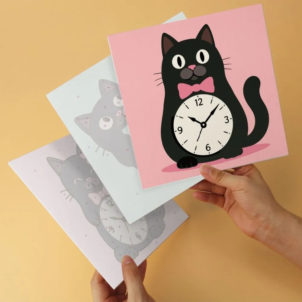 Figured'Art Mini Tik-tak-katten schilderen op nummer 20x20 cm set van 6