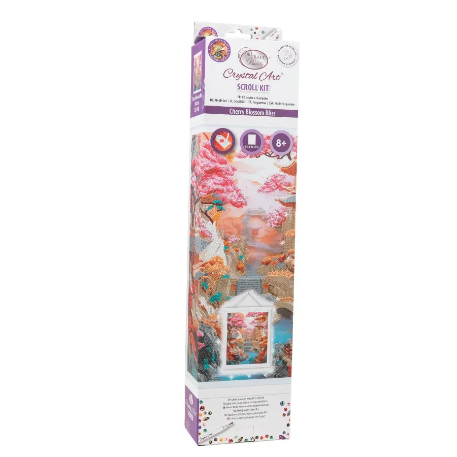 Craft Buddy Crystal Art Cherry Blossom diamond painting scroll 35x45 cm