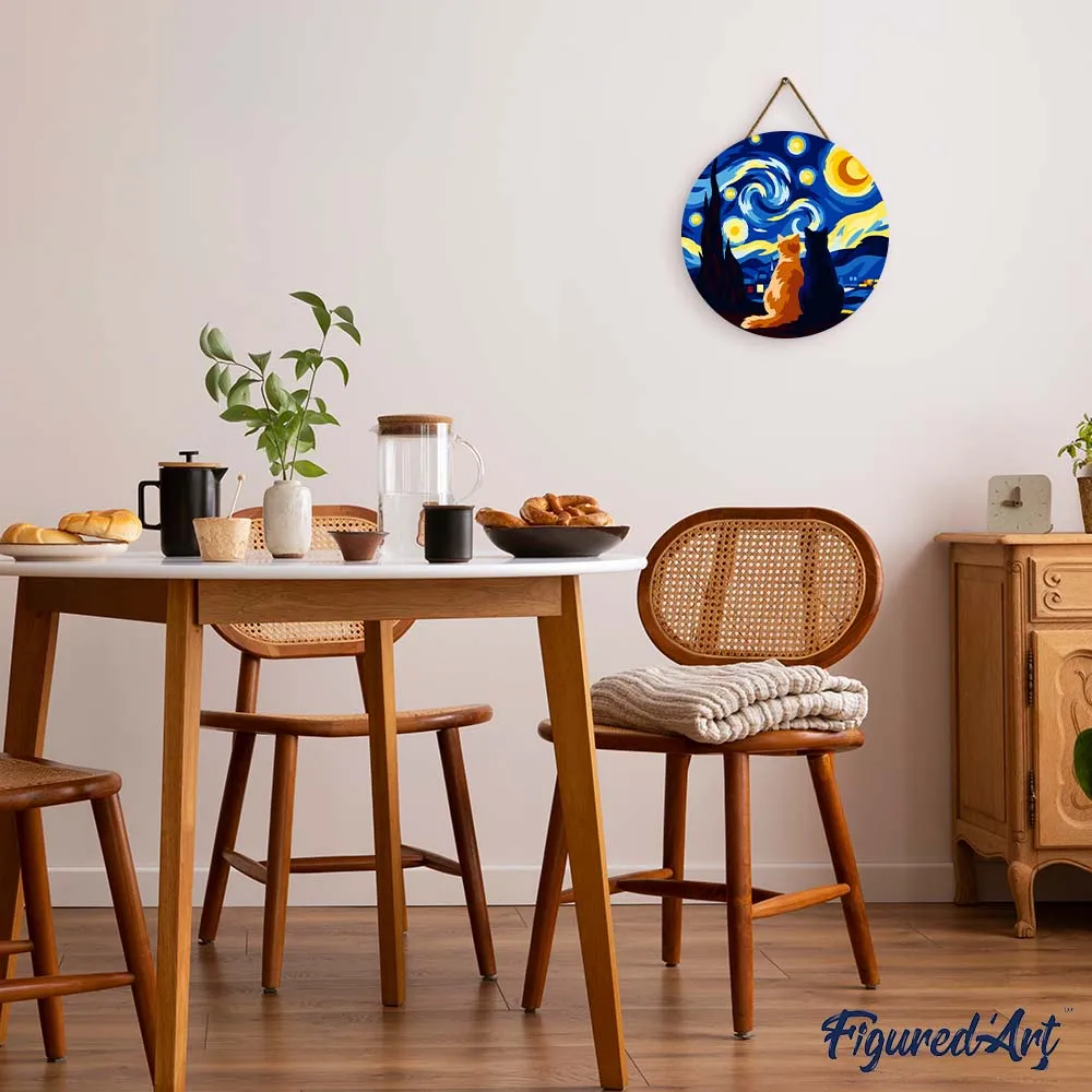 Figured'Art Sterrennacht metgezellen schilderen op nummer hout 30cm