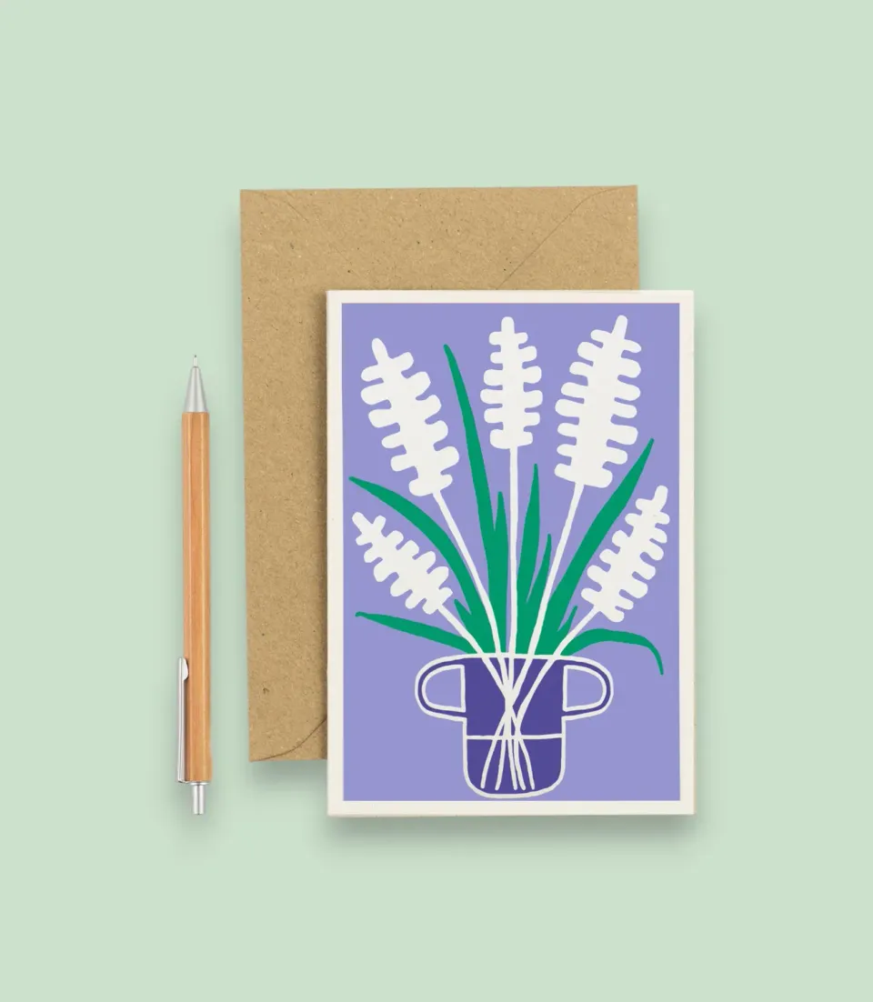 Studio Wald Hyacinth A6 wenskaart blanco met envelop kraft