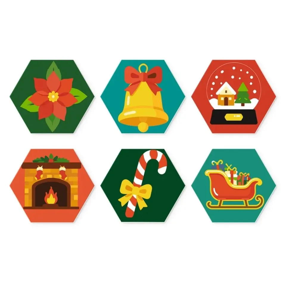 Figured'Art Mini Serie Zeshoeken schilderen op nummer 6 stuks kerst
