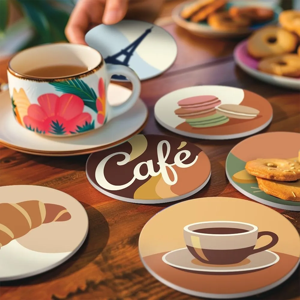 Figured'Art Parijs Café onderzetters schilderen op nummer 10cm 6 stuks