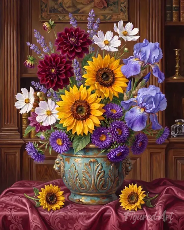 Figured'Art Levendig Tuinboeket schilderen op nummer 40x50cm bloemen