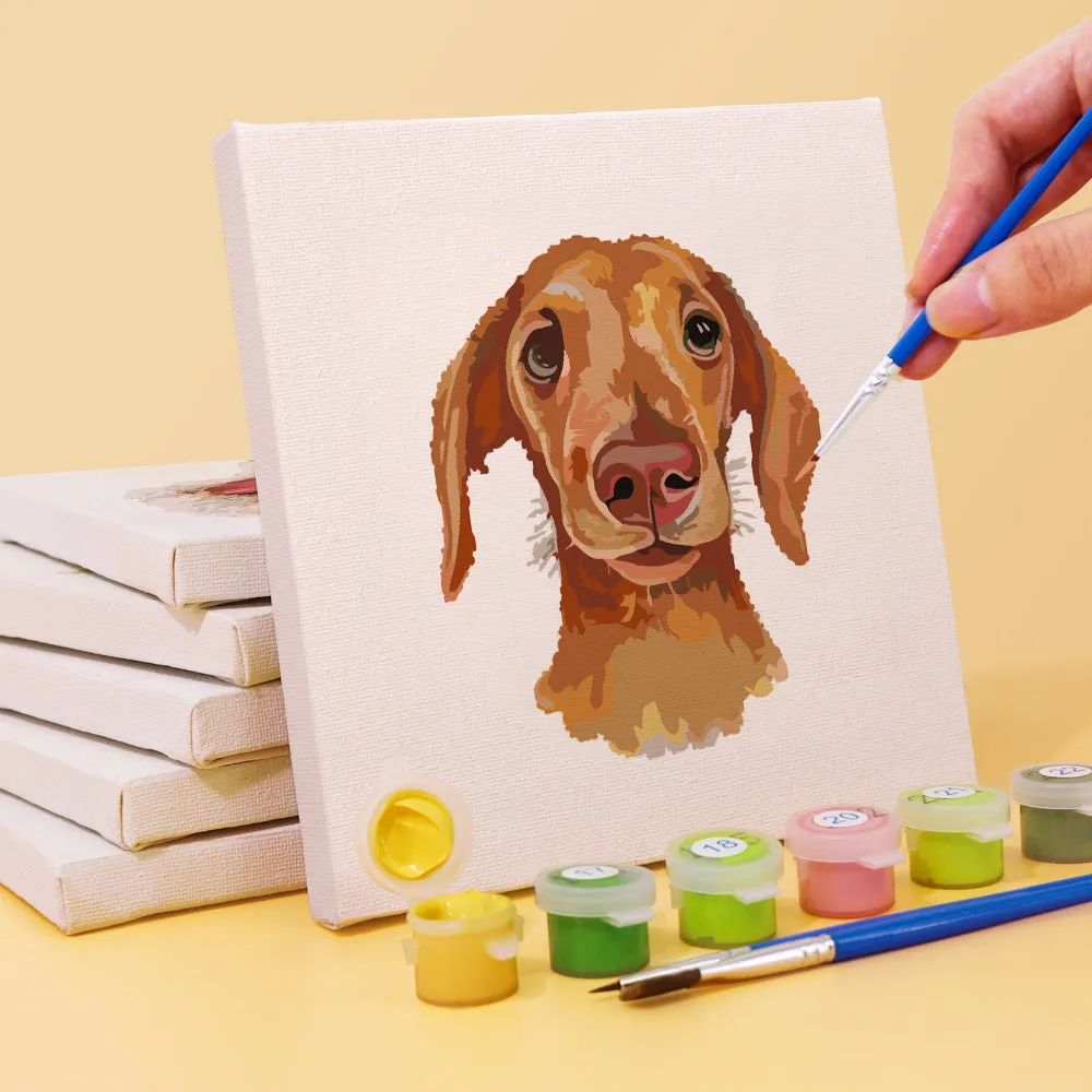 Figured'Art Schattige Honden schilderen op nummer 15x15 6 stuks