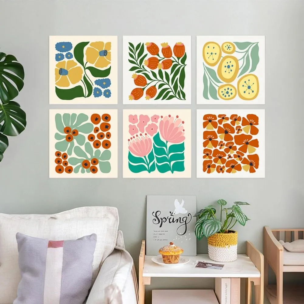 Figured'Art Mini Serie Bloemenpatroon schilderen op nummer 6 stuks 20x20cm