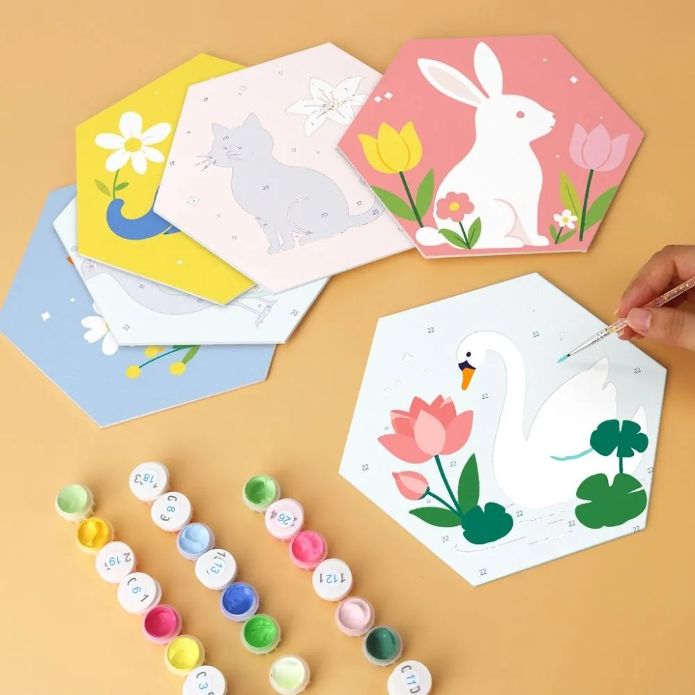 Figured'Art Mini Serie Dierenset kinderkamer schilderen op nummer zeshoek