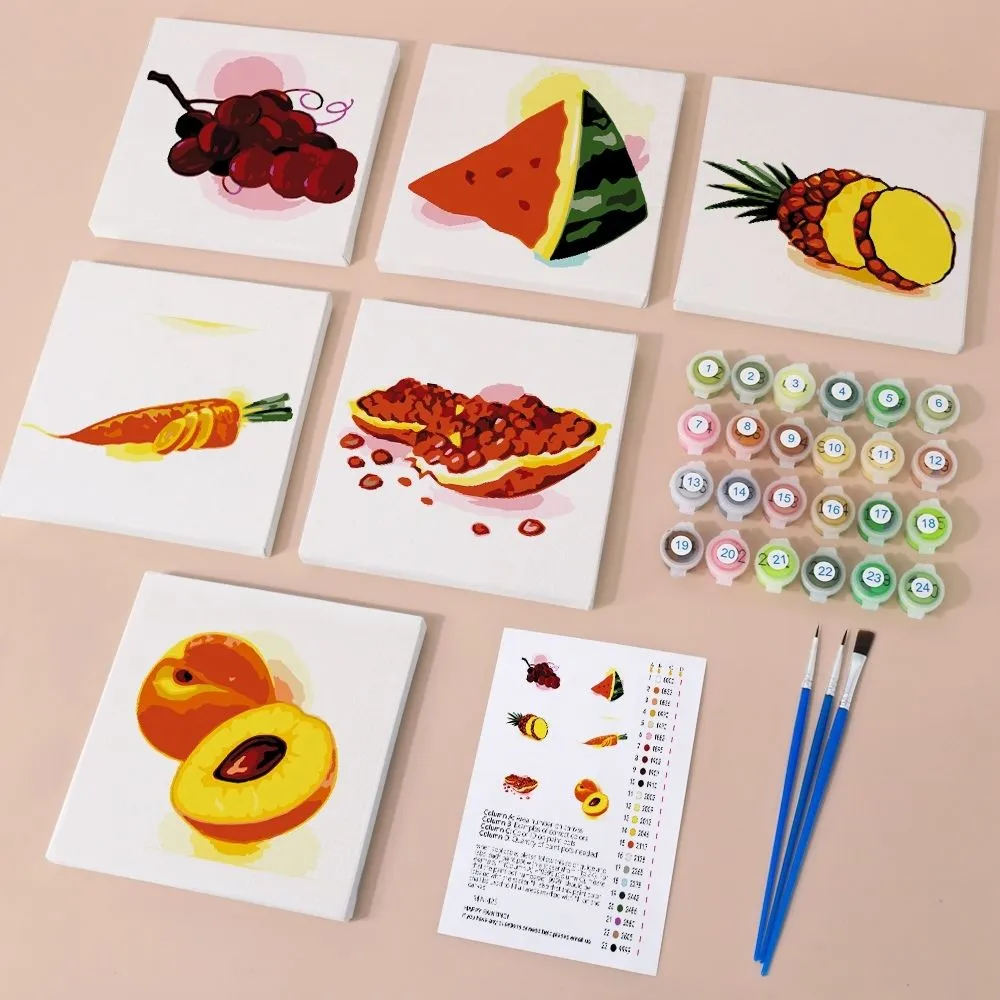 Figured'Art Fruit en Groenten schilderen op nummer 6 stuks mini