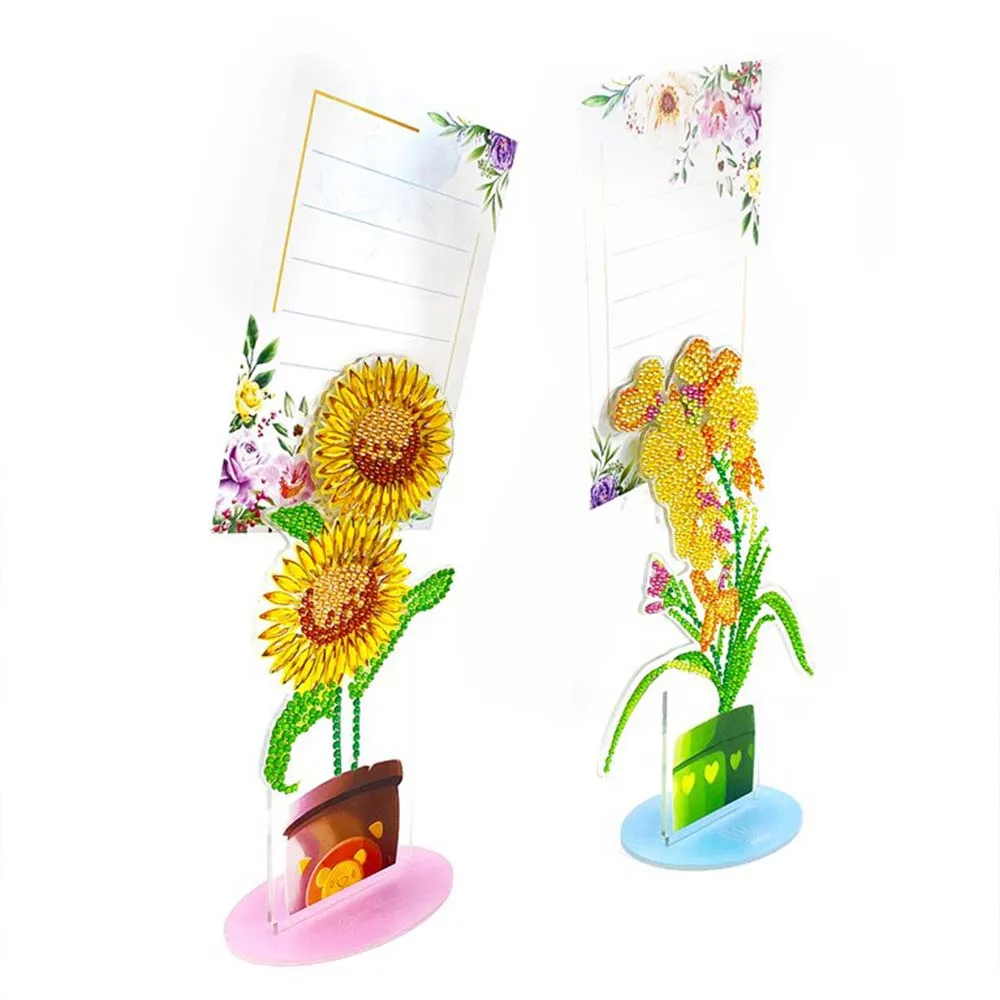 Figured'Art Bloemen diamond painting notitiehouder 2 stuks kunststof