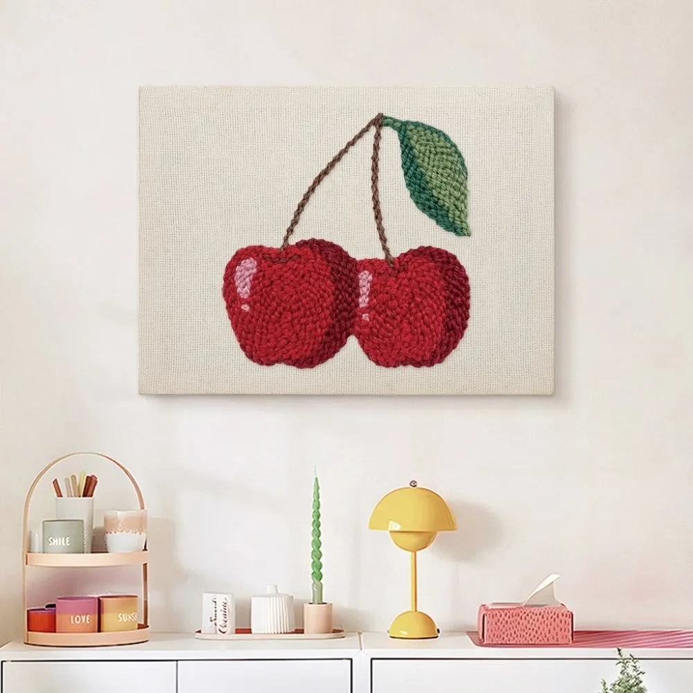 Figured'Art Punch Needle Kersen borduurpakket 20x30cm katoen