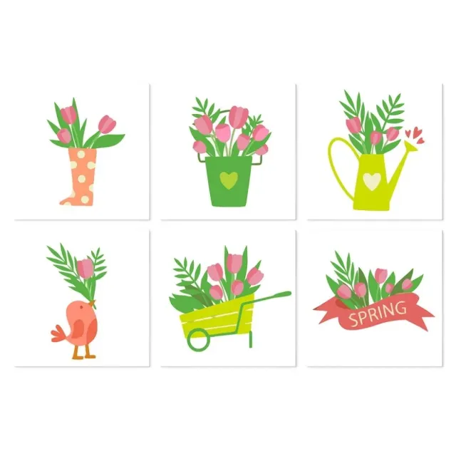 Figured'Art Mini Serie Voorjaarsboeket schilderen op nummer 20x20cm 6 stuks lente