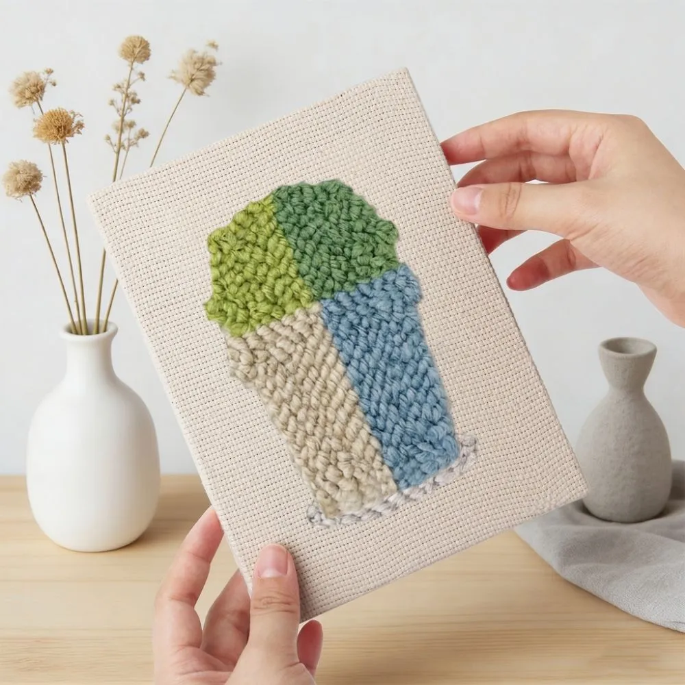 Figured'Art Punch Needle Kleurrijke Planten set 4 stuks 15x20cm