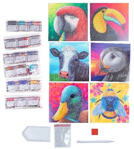 Craft Buddy Crystal Art Colourful Wildlife kaarten 6 stuks